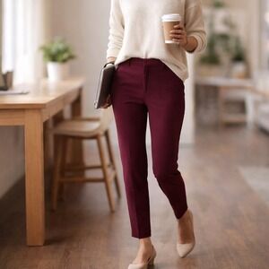 Old Navy Pixie Pants Wine Burgundy Slim Stretch Career Size 6 Built in Sculpt
